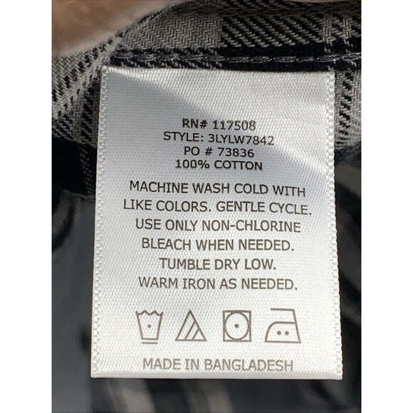 Levi's Button Down Shirt Mens Black Check Long Sleeve Chest Pocket Farm Chore XL - Picture 11 of 13